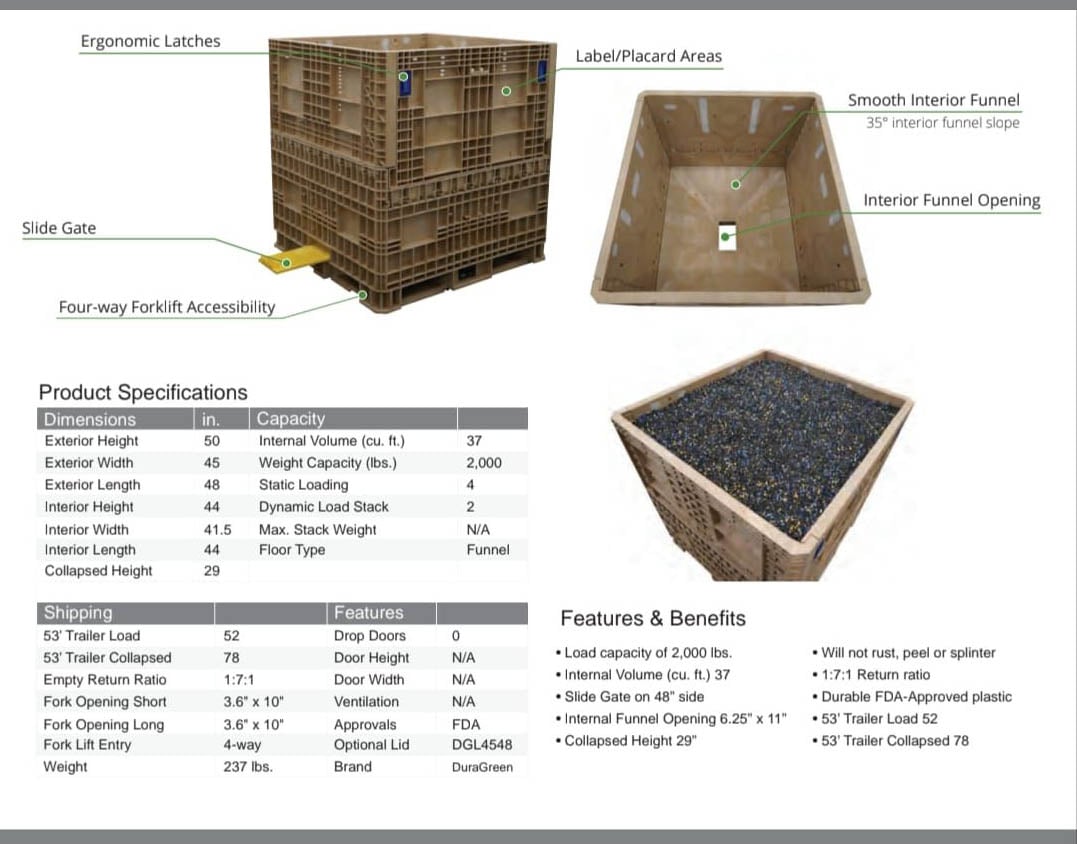 collapsible bulk container with hopper bottom