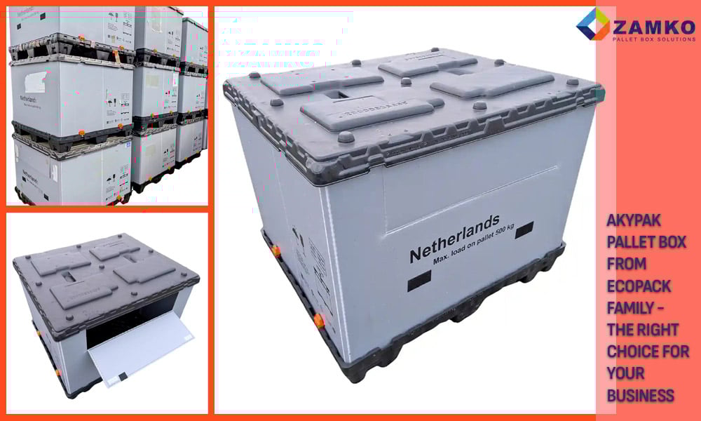 Ecopack AkyPak – 1200×1000 by Zamko - your Collapsible Pallet Boxes Specialit. Delivery in every spot on the European continent. New and Used pallet Boxes