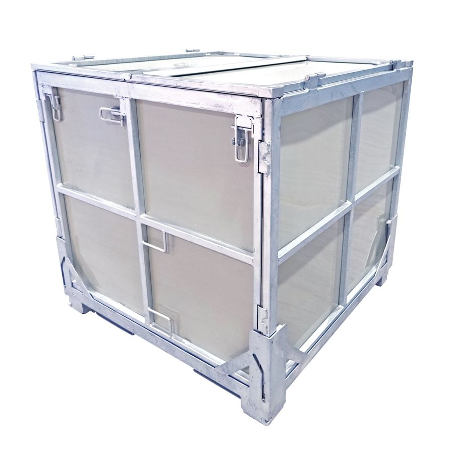 IBC foldable steel pallet box 1130×1450 by ZAMKO; The collapsible steel IBC boxes are mostly only looked for in the standard dimension 1130*1450*H1125mm. On special request we can make them to your specifications
