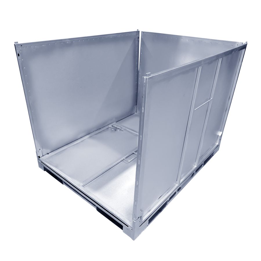 IBC foldable steel pallet box 1130×1450 by ZAMKO; The collapsible steel IBC boxes are mostly only looked for in the standard dimension 1130*1450*H1125mm. On special request we can make them to your specifications