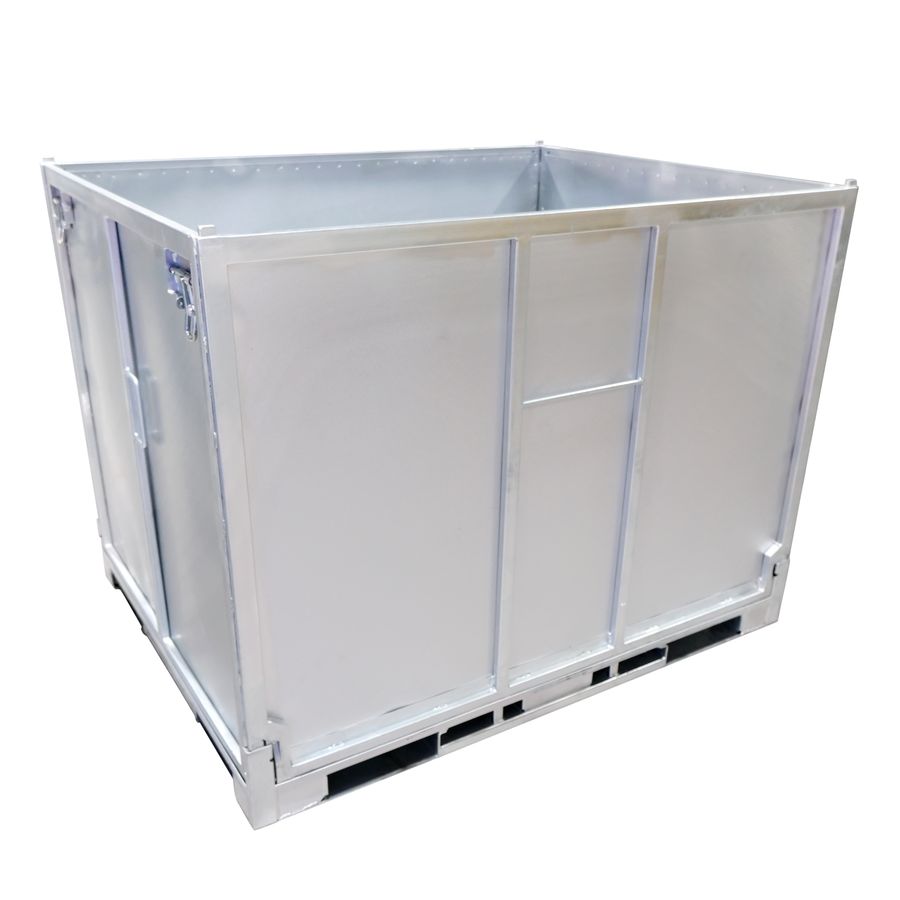 IBC foldable steel pallet box 1130×1450 by ZAMKO; The collapsible steel IBC boxes are mostly only looked for in the standard dimension 1130*1450*H1125mm. On special request we can make them to your specifications