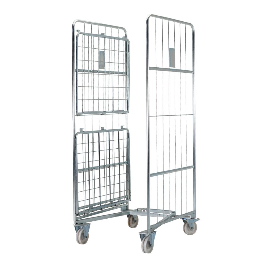 Roll cage A-frame 2 walls by ZAMKO; Roll cages, also known as roll containers or roll pallets, are mobile units typically used for transporting and storing goods